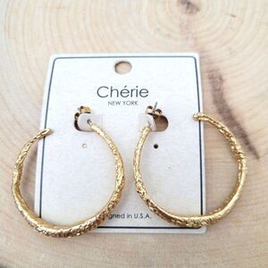 Brand New Cherie (Cherry) Gold Hoop Earrings